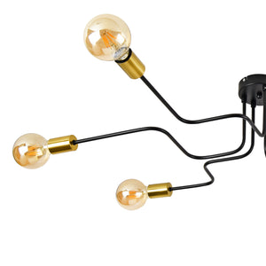 Lampa sufitowa Carlisle Industrial 6 x E27 Czarny/Mosiężny [lux.pro]