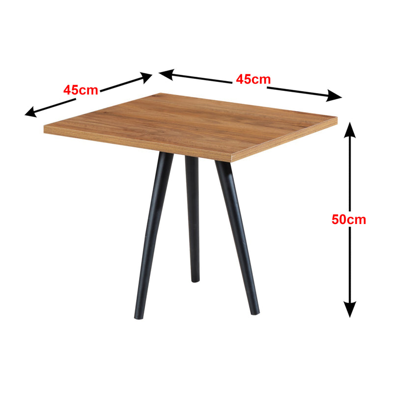 Szkic wymiarowy Stolik kawowy Ballerup 50 x 45 x 45 cm czarny / orzechowy [en.casa]