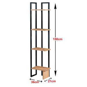 Regał stojący Bjergsted z 4 półkami 150x36x21 cm Czarny/Orzechowy wygląd [en.casa]