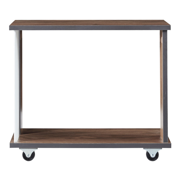 Stolik boczny Haarby z 4 kółkami 42x50x24 cm dąb [en.casa]