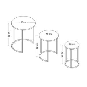 Stolik kawowy Frederiksværk zestaw 3 marmurowych stolików w kolorze czarnym [en.casa]