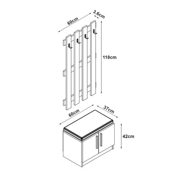 Panel do szafy z ławką na buty Farum White [en.casa]