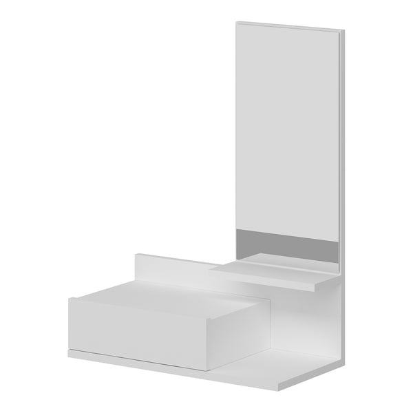 Półka ścienna z lustrem i szufladą Gundsø White [en.casa]