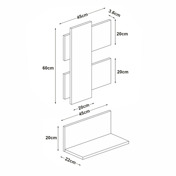Półka ścienna Egtved z panelem ściennym w optyce dębu / antracyt [en.casa]