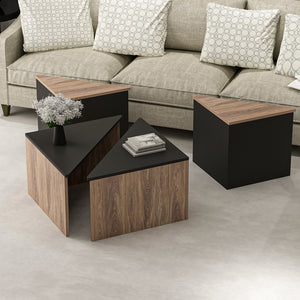 Zestaw stolików kawowych Frederikshavn 4 szt. dąb / czarny [en.casa]