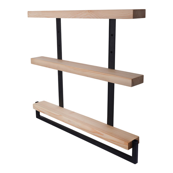 Półka ścienna Nykøbing z 3 półkami naturalna/czarna [en.casa]