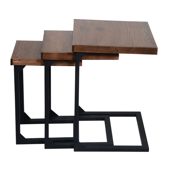 Zestaw stolików Rørvig w zestawie 3 z drewna sosnowego, bejcowane [en.casa]