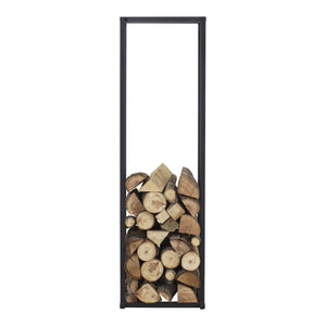 Stojak na drewno kominkowe Tibro stal 35x35x120 cm czarny [en.casa]