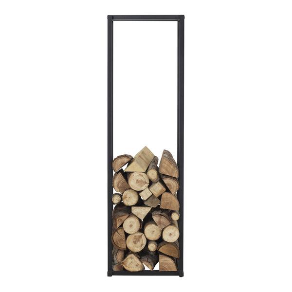 Stojak na drewno kominkowe Tibro stal 35x35x120 cm czarny [en.casa]