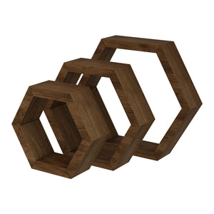 Zestaw półek ściennych Stubbekøbing 3-częściowy Drewno sosnowe Ciemny odcień drewna [en.casa]