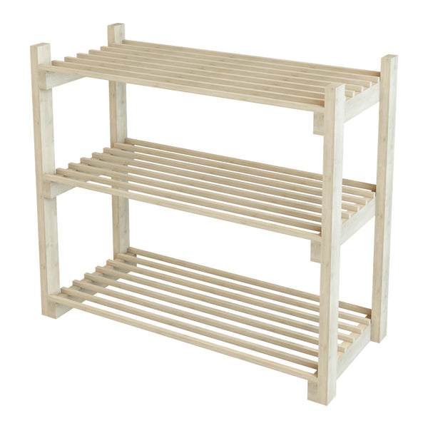 Stojak na buty Them z 3 półkami drewno sosnowe [en.casa]