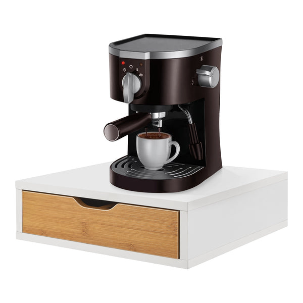 Pudełko z szufladami Vieremä 9x30x31cm białe/bambusowe [en.casa]