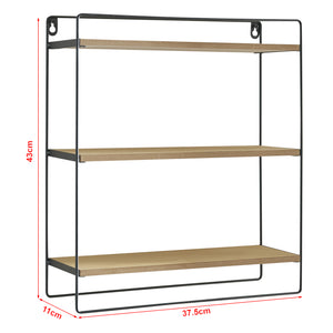 Półka ścienna Skovbo z 3 półkami czarna/drewno [en.casa]