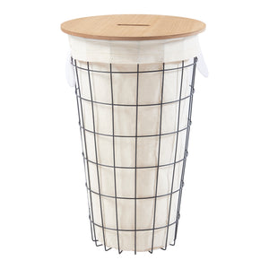 Kosz na pranie Skive z workiem na pranie 40 L metalowy czarny [en.casa]