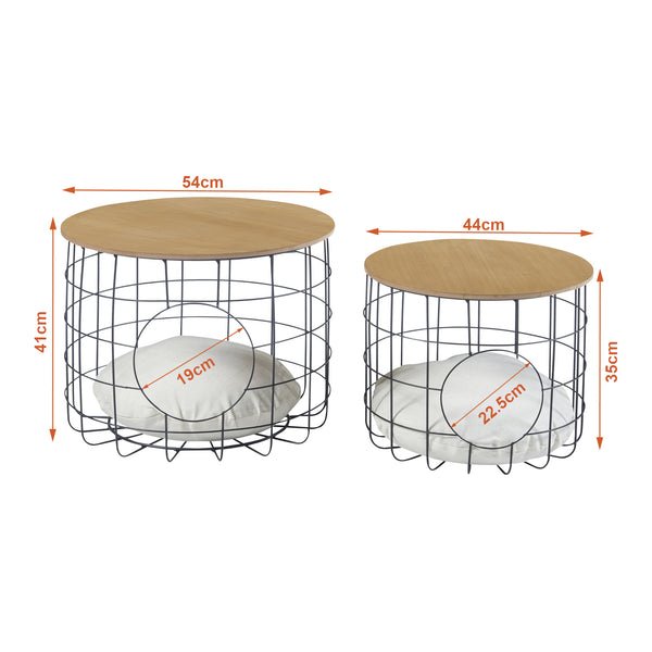Wiklinowy stolik Haapajärvi w zestawie 2 sztuk z jaskinią dla kota [en.casa]
