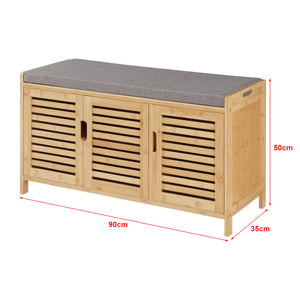 Szafka na buty Selk z bambusowym siedziskiem [en.casa]