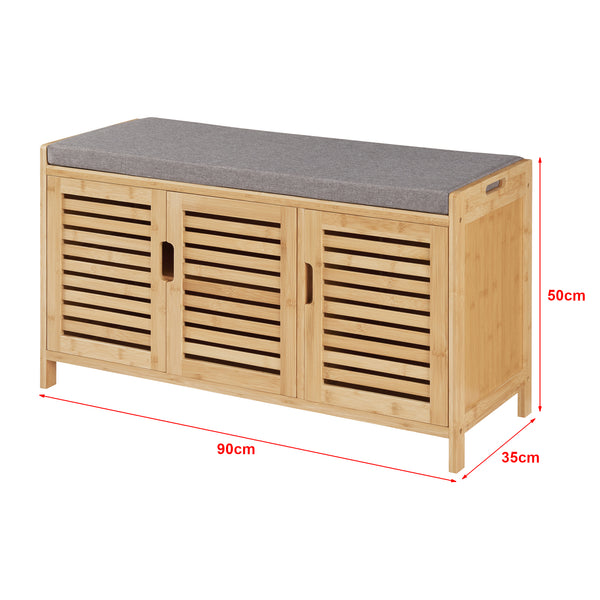 Szafka na buty Selk z bambusowym siedziskiem [en.casa]