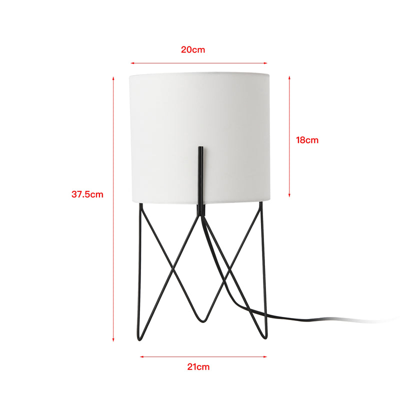 Szkic wymiarowy Lampa stołowa Slough biała [lux.pro]