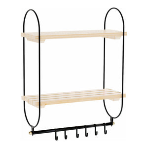 Półka ścienna Pielavesi z 6 haczykami czarna/naturalna [en.casa]
