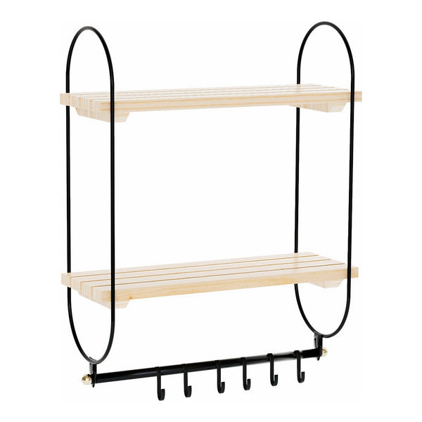 Półka ścienna Pielavesi z 6 haczykami czarna/naturalna [en.casa]