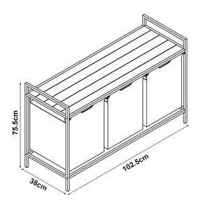 Kosz na pranie Saltvik z 3 koszami na pranie czarny [en.casa]