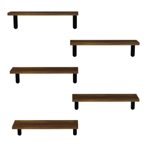 Półka ścienna Frogn zestaw 5 kolorów drewna/czarny [en.casa]