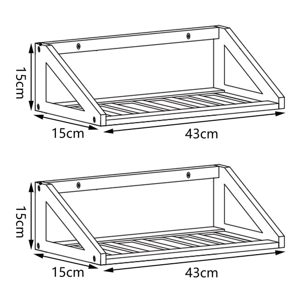 Zestaw półek ściennych Gjerdrum zestaw 2 43x15x15cm bambus [en.casa]