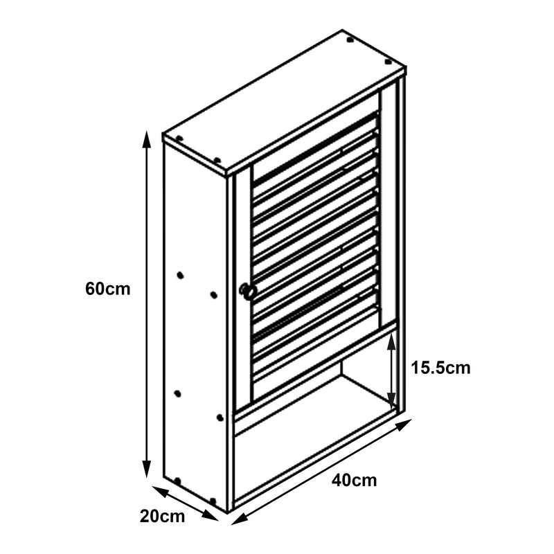Szkic wymiarowy Szafka łazienkowa Gjesdal 60x40x20 cm bambus [en.casa]