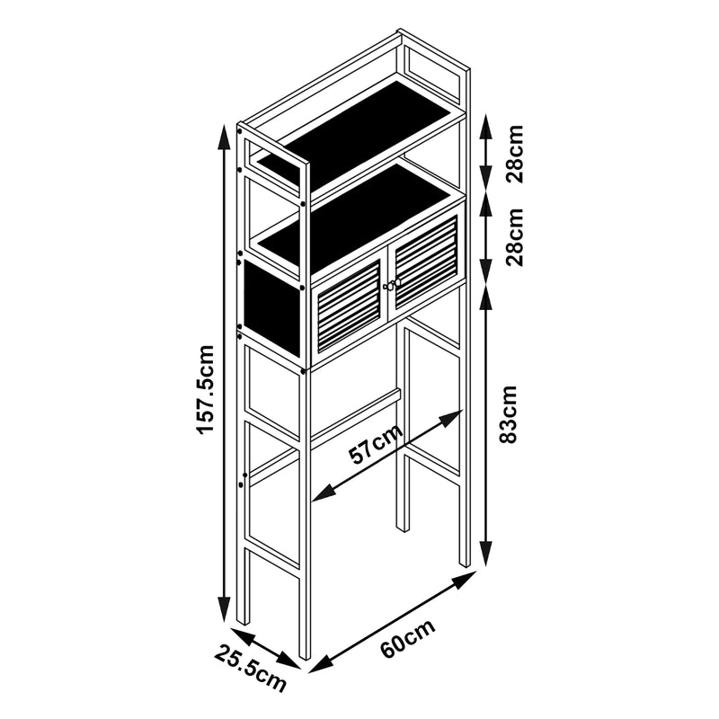 Szkic wymiarowy Półka łazienkowa Haugesund 158x60x26 cm bambus [en.casa]
