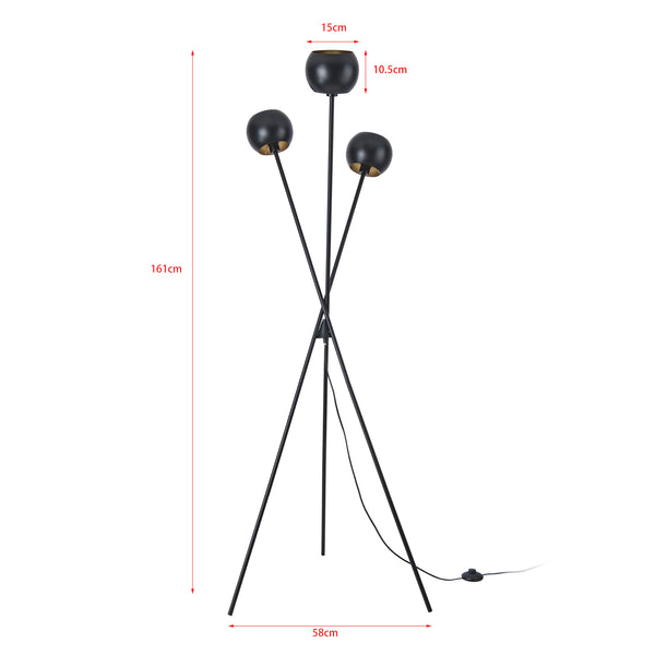 Lampa podłogowa Nykvarn 3-light czarny / złoty [lux.pro]