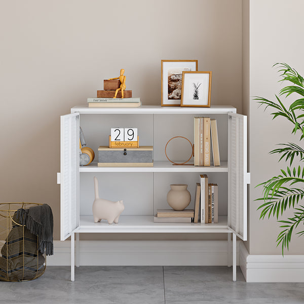 Kredens Castelli 82,5 x 80 x 40 cm stal biały [en.casa]