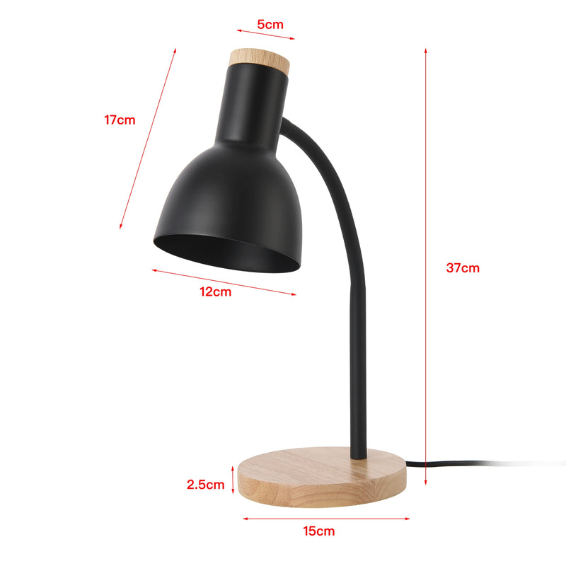 Szkic wymiarowy Lampa stołowa Woodley czarna [lux.pro]
