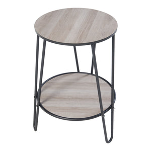 Stolik boczny Ylöjärvi z 2 półkami w kolorze czarnym/dębowym [en.casa]