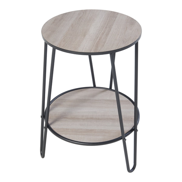 Stolik boczny Ylöjärvi z 2 półkami w kolorze czarnym/dębowym [en.casa]