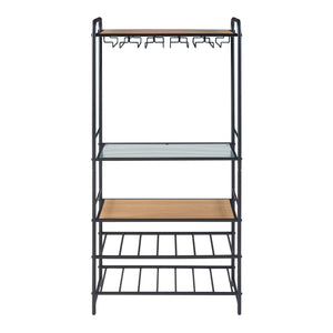 Stojak na wino Hustadvika 120x61x33cm czarny/dąb [en.casa]