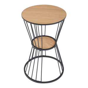 Stolik boczny Fossbergom czarny/dębowy [en.casa]