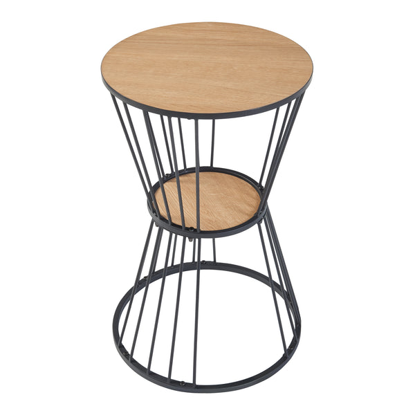 Stolik boczny Fossbergom czarny/dębowy [en.casa]