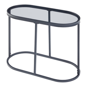 Stolik boczny Luleå ze szklanym blatem czarny [en.casa]