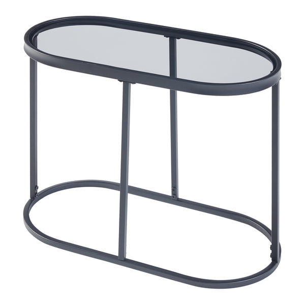 Stolik boczny Luleå ze szklanym blatem czarny [en.casa]