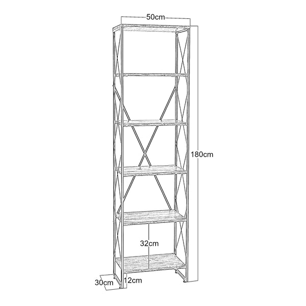 Półka stojąca Åre 180x50x30cm czarny/drewniany [en.casa]