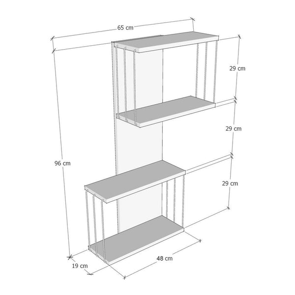 Półka ścienna Pudasjärvi 65x19x96 cm antracyt/dąb [en.casa]