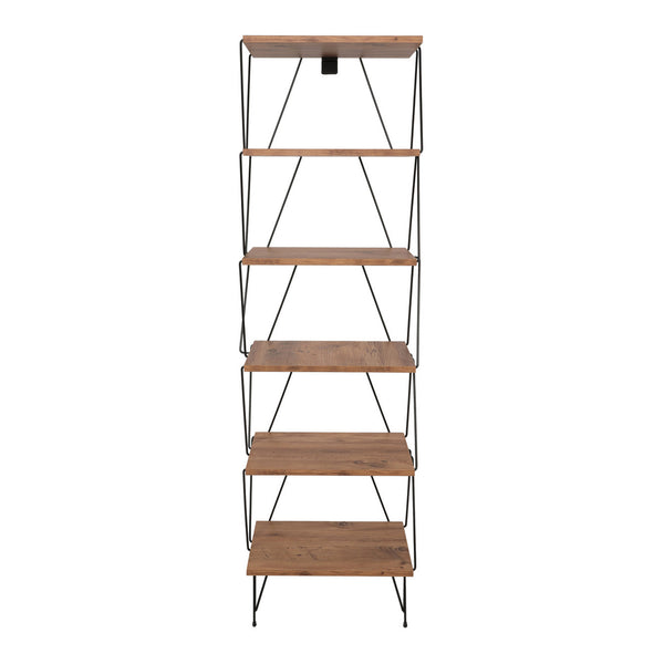 Półka stojąca 164x46x30 cm czarny/efekt drewna [en.casa]