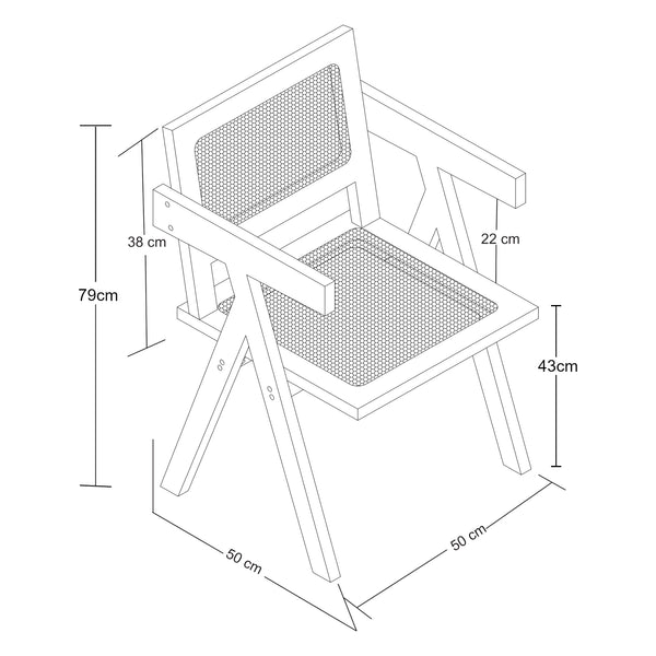 Krzesło do jadalni Asikkala 79x50x50cm bambus/rattan [en.casa]