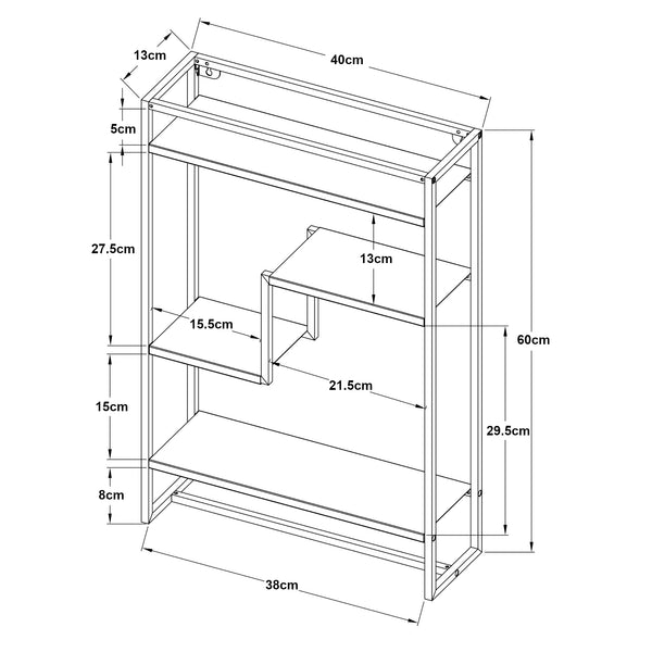 Półka ścienna Uurainen 60x40x13 cm czarna [en.casa]