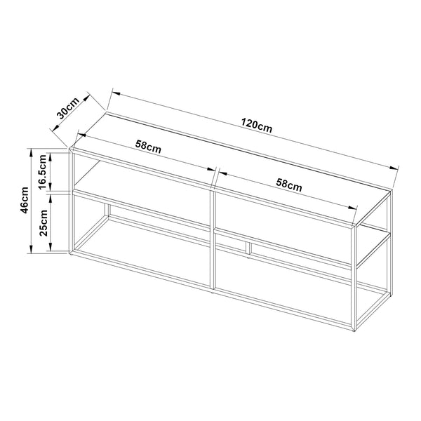 Stolik RTV Solund 120x30x46cm Czarny [en.casa]