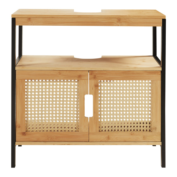 Szafka podumywalkowa Tervola 60x60x35 cm czarna/bambus [en.casa]