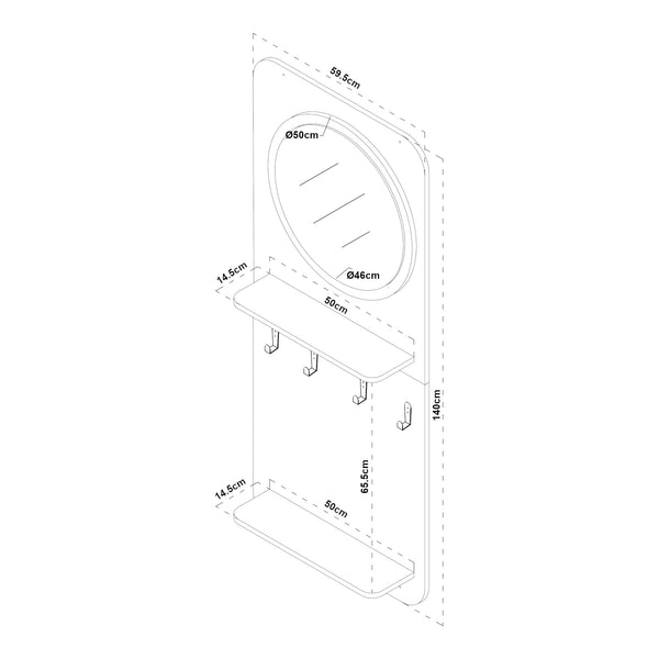 Panel do szafy Helsinge z lustrem 140x60x16 cm [en.casa]