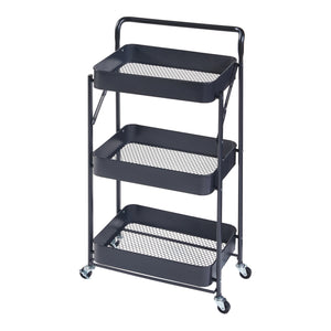 Wózek Vörå z 3 poziomami 88x45x30cm czarny [en.casa]