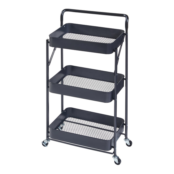 Wózek Vörå z 3 poziomami 88x45x30cm czarny [en.casa]