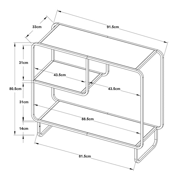 Stolik konsola Færder metal 92x33x81 cm czarny [en.casa]
